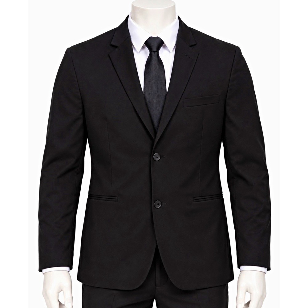 H&M Men's Black Suit Jacket 40R Super Skinny Fit 2 Button Notch Lapel